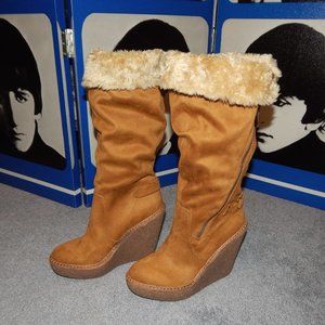 Bakers Furbee Faux Fur-Lined Wedge Boots Never Worn, size 6.5
